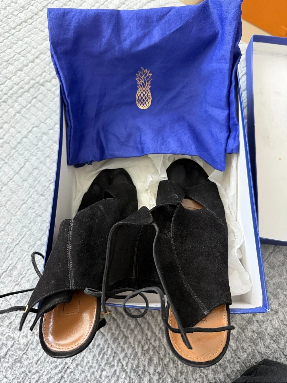 Aquazzura Black Suede Pasadena 105 Sandals Size 39
